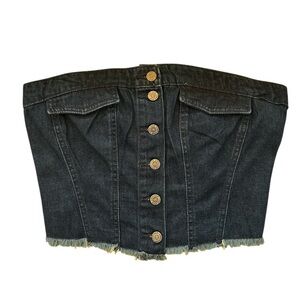 LONE STAR Denim Corsetlike Strapless Summer Festival Medium Top BNWT